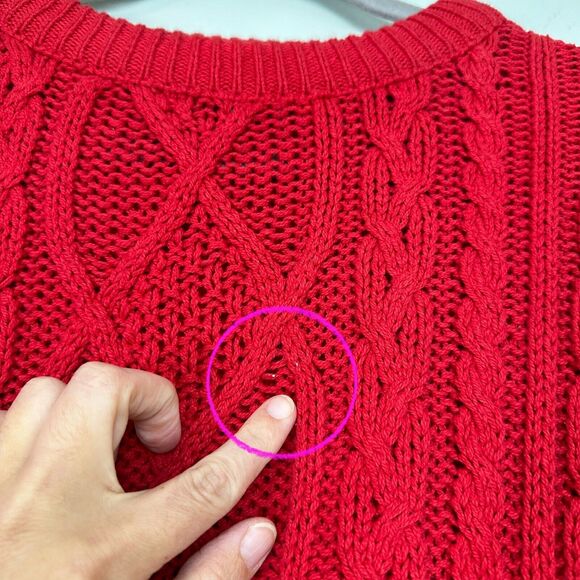 Vtg Lord Jeff Fisherman Sweater Men Large Red Cable Knit Made USA Preppy Grandpa - Picture 10 of 11